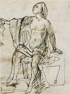 C0055 Étude de femme drapée, assise 58-61