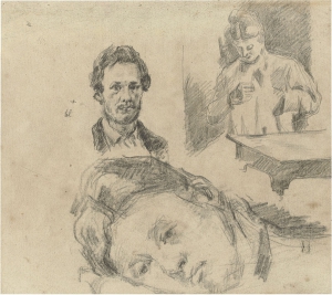 C0398 Page d'études avec Mme Cézanne cousant 77-80