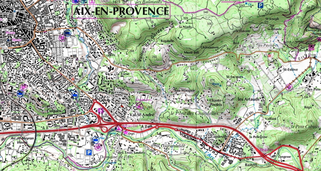 Fig. 2. Les collines de l’est d’Aix, du viaduc au Petit Cabriès.