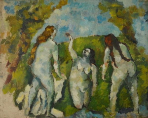 Emile Bernard, Trois baigneuses, huile sur papier marouflée sur panneau 50 x 60 cm