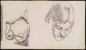 C0952 Page d'études, cruche et tête de femme (Mme Cézanne) 85-87