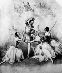 Fig. 68. 1846 Ballet à Londres du "Jugement de Pâris" avec Fanny Cerrito, Arthur Saint-Leon, Marie Taglioni et Lucille Grahn