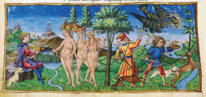 Fig. 8. 1450-60 Apollonio di Giovanni, miniatures pour les Bucoliche, les Georgiche et l'Énéide de Virgile (Biblioteca Riccardiana,Florence)