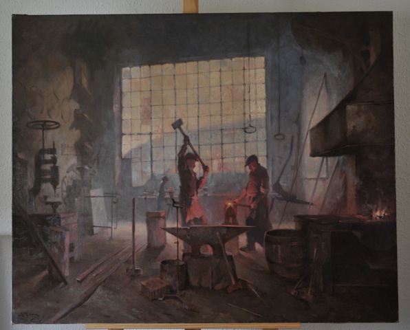 La forge de Cyrille Rougier, huile sur toile de Joseph Milon, collection du musée du Vieil Aix (photo Yannick Blaise, Direction des Musées et du Patrimoine. Ville d'Aix-en-Provence).