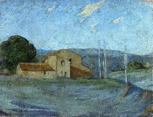 Achille Emperaire, Paysage de la campagne d'Aix, huile sur toile marouflée sur carton, 16 x 21 cm.