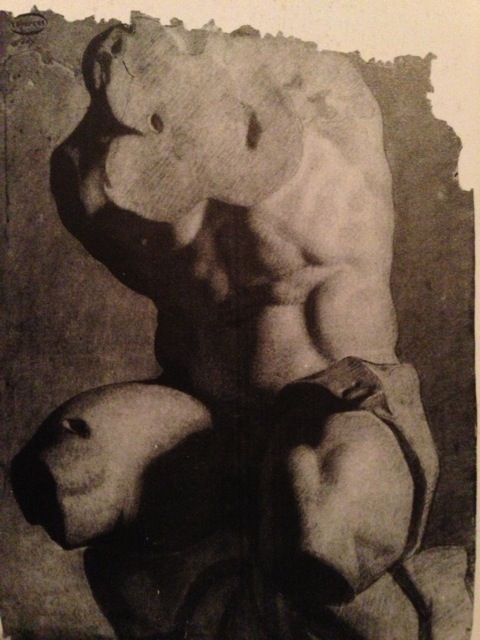 Etude de figure d'après la ronde-bosse, Torse du Belvédère (dessin d'Emperaire, collection du musée Granet).