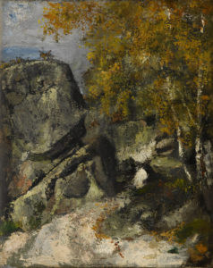 Rochers dans la forêt (Fontainebleau ?), vers 1865-1868 41 x 33 cm R126 FWN40