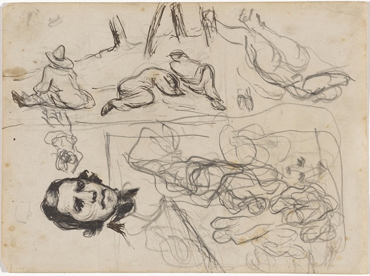 14V C0156 Portrait d'Eugène Delacroix et études diverses 64-68