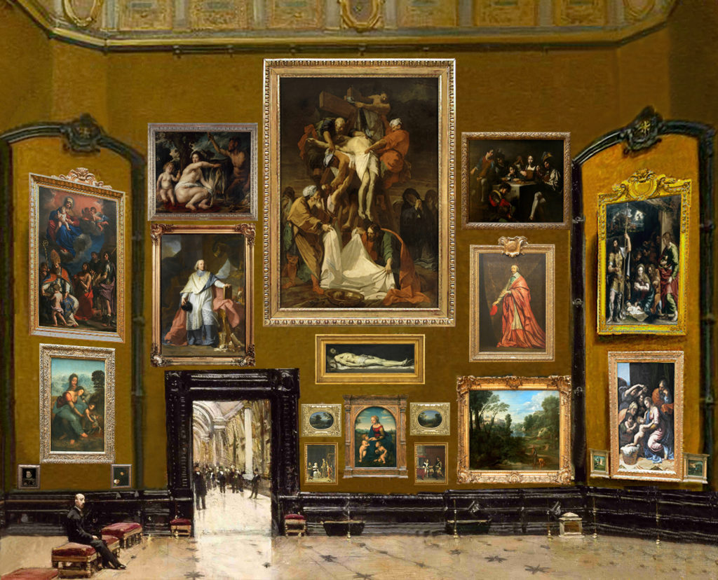 Intérieur d'une galerie de tableaux et d'objets d'art - Louvre